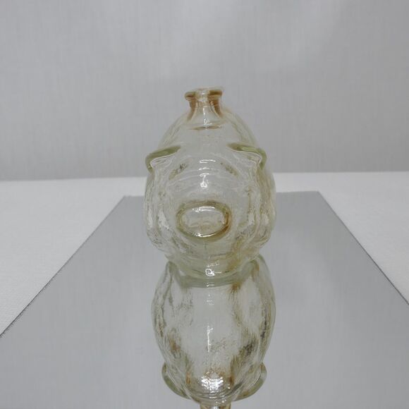Vintage Anchor Hocking Textured Clear Glass Small Piggy Bank Break To Open 5" - Picture 14 of 16
